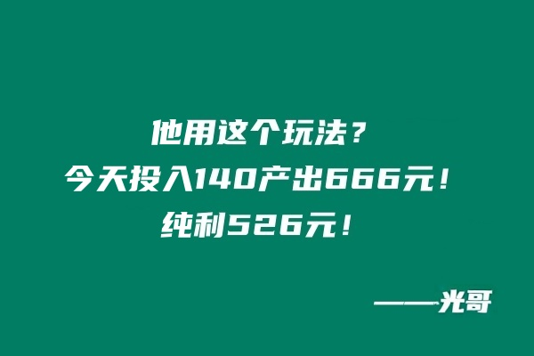 图片[2]-他用这个玩法今天投入140产出666元？纯利润526元！-光哥